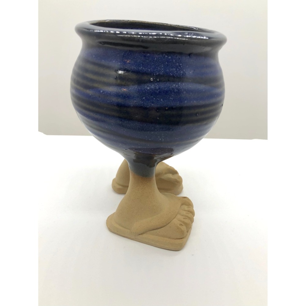 Muddy Waters Pottery 1985 Vintage Feet Flip Flops Coffee Mug Cobalt Blue 6in - Picture 11 of 11
